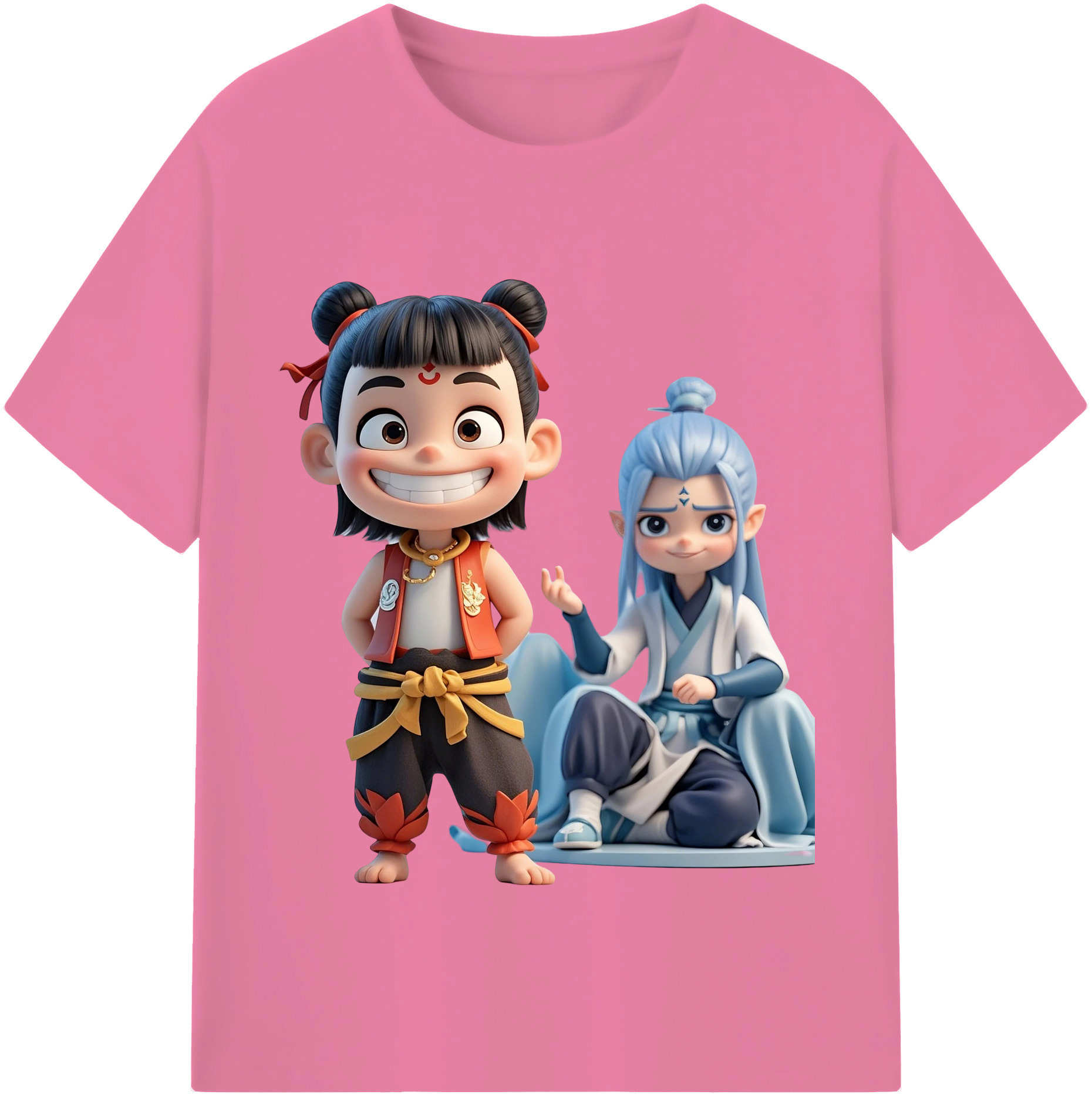 （画像用） Ne Zha 2 ナタ 魔童の大暴れ 綿100％半袖Tシャツ（フロントプリント）